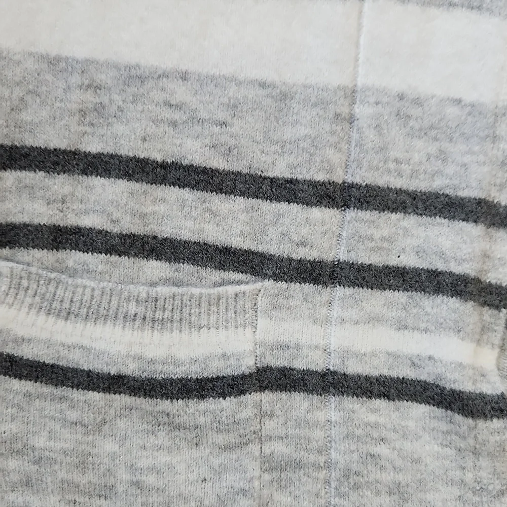 Gray and Cream Striped Cardigan Sweater-small